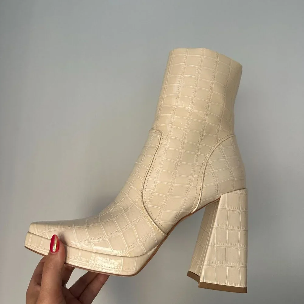 Princess Polly Jamie croc platform boots cream - Picture 4 of 6